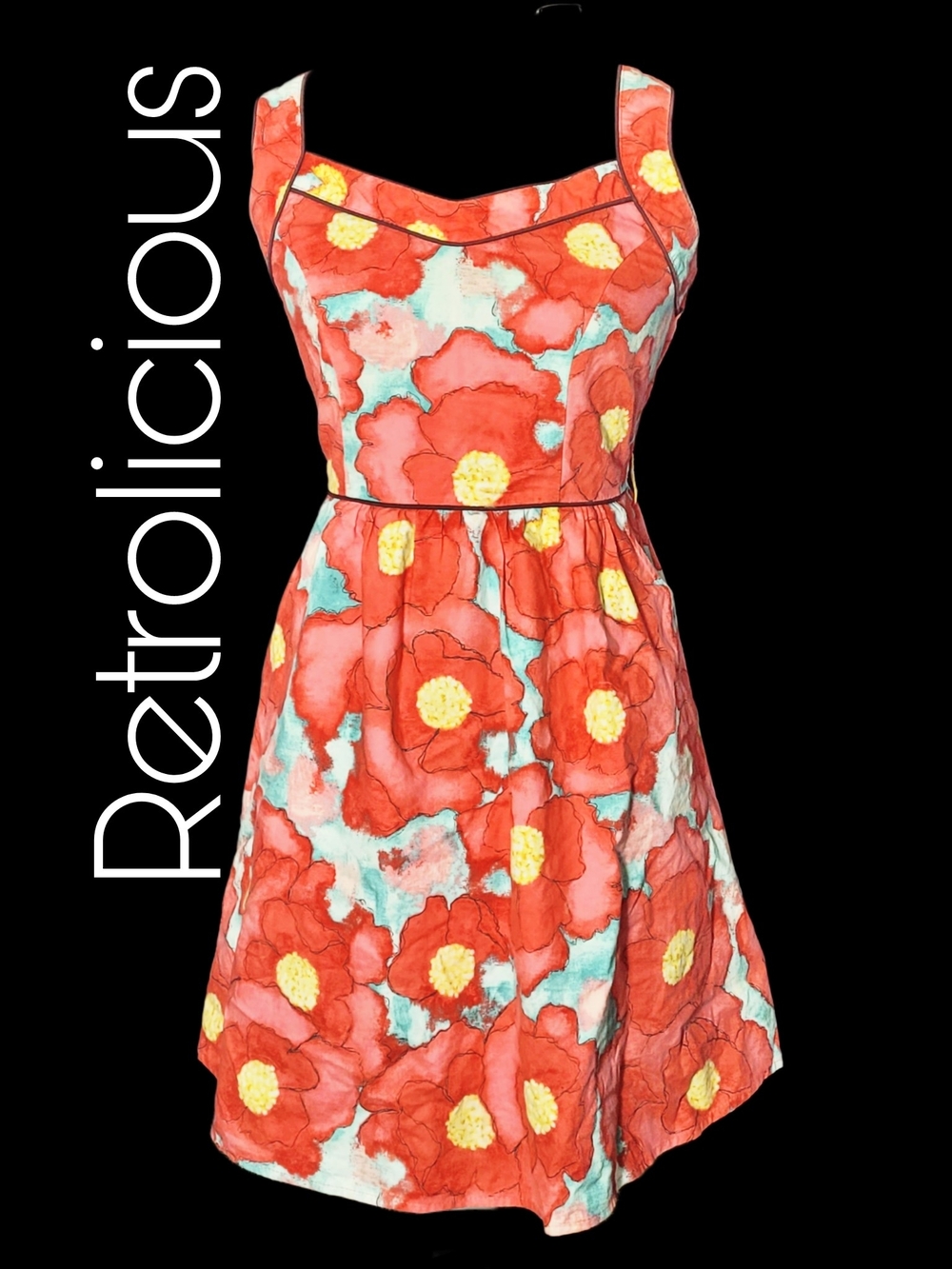 Modcloth Retrolicious Floral Fit-and-Flare Midi Dress W/out Belt